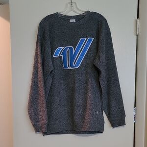 NWT! Varsity Spirit Gray and Blue Logo Sweater, Size medium